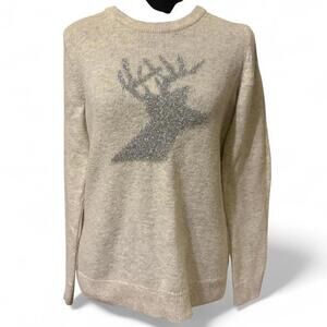 Cream and silver is glitter deer sweater Size Small